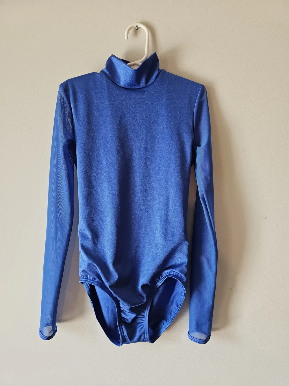 Weissman Royal Blue Mock Neck Mesh Long Sleeve Dance Leotard MC